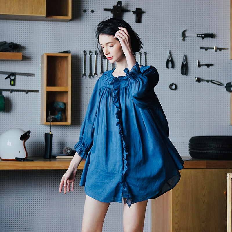 Ruffled Pleated Linen Top with Unique Design for Women, Doll Shirt, Sun Protection Shirt for Women Summer Style with a Western Touch