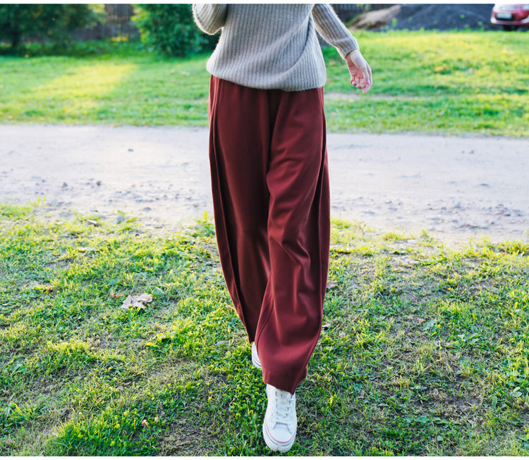 Ladies' fashionable and versatile high waisted wide leg pants, banana pants, casual sports pants