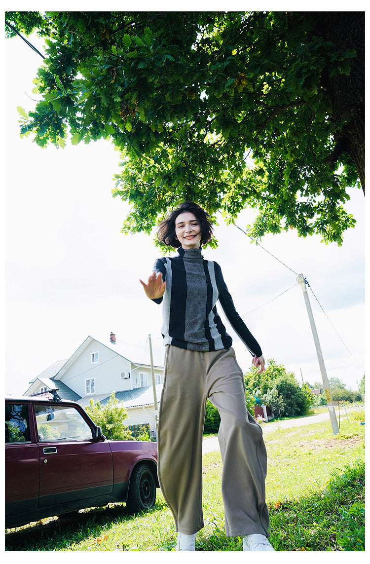 Wide-Leg Pants for Women, Spring and Autumn, High-Waisted Banana Pants, Pure Cotton Sweatpants, Casual Pants, Sports Pants, Versatile for Pear-Shaped Body