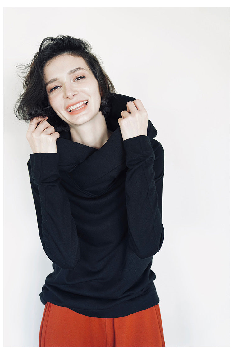 Wizard Hat Base Shirt for Women, Stylish Black Slimming Hooded Base Shirt, Long Sleeve Inner Layer for Spring and Autumn t Women's T-shirt
