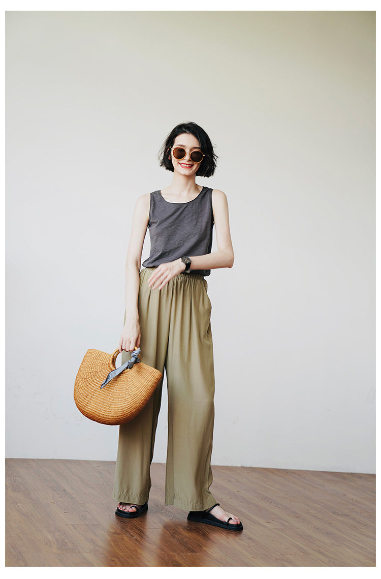Versatile solid color casual rolled edge camisole, women's trendy sleeveless top, women's camisole
