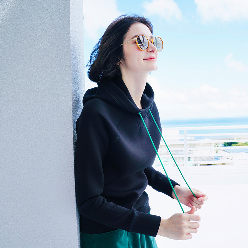 Color-Block Drawstring Thickened Sweatshirt Women's Autumn and Winter Short Hooded Sweatshirt Women's fashion Space Cotton Sweatshirt Women