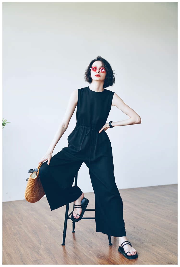 Women's Jumpsuit Tencel Jumpsuit Wide-Leg Pants for Women High-Waist Draped Casual Pants Loose Air Conditioning Pants