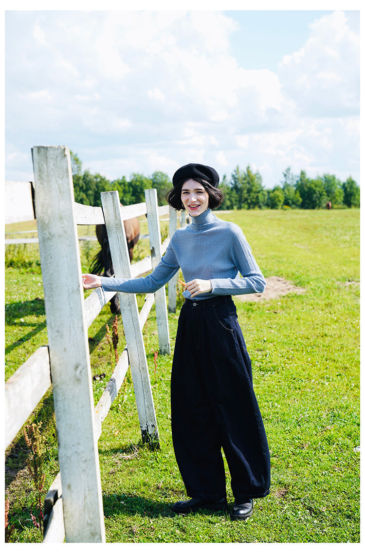 Vintage Wide-Leg Lantern Jeans for Women Wide-Leg Jeans for Women, Trendy New Women's Jeans