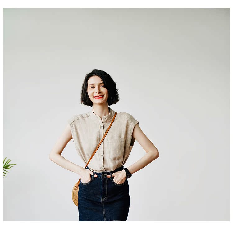 Elegant Versatile Cotton Linen Shirt for Women Summer Loose Casual Retro Tops for Women