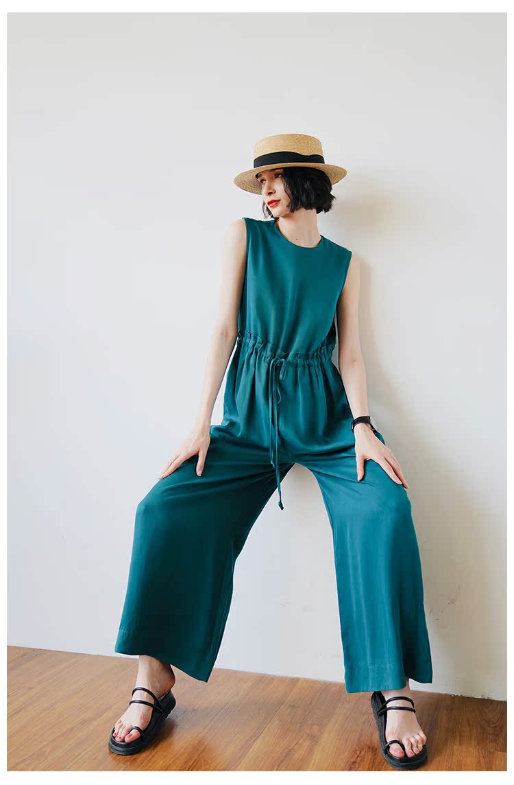Women's Tencel Jumpsuit Wide-Leg Pants for Women High-Waist Draped Casual Pants Loose Air Conditioning Pants