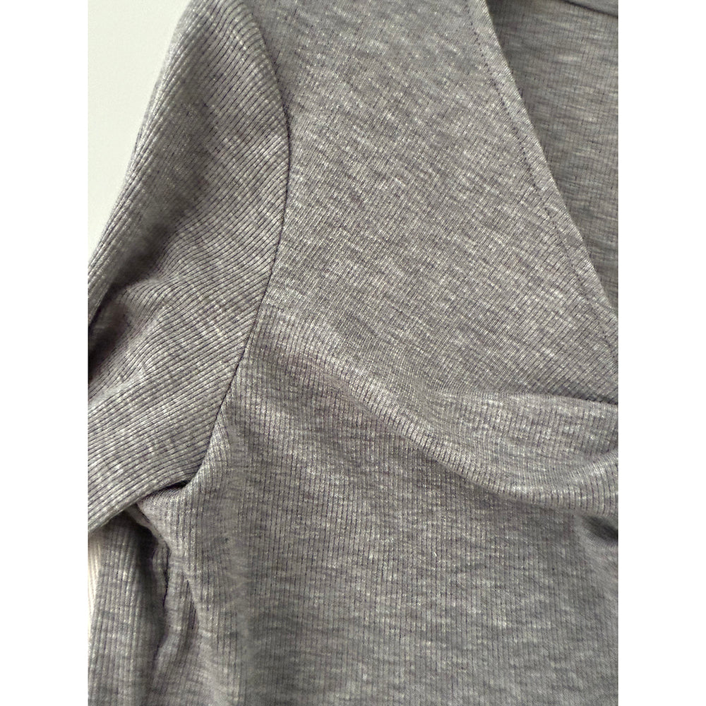 Damen T-Shirt mit Twist V-Ausschnitt, Stretch Slim Fit Sommer Top