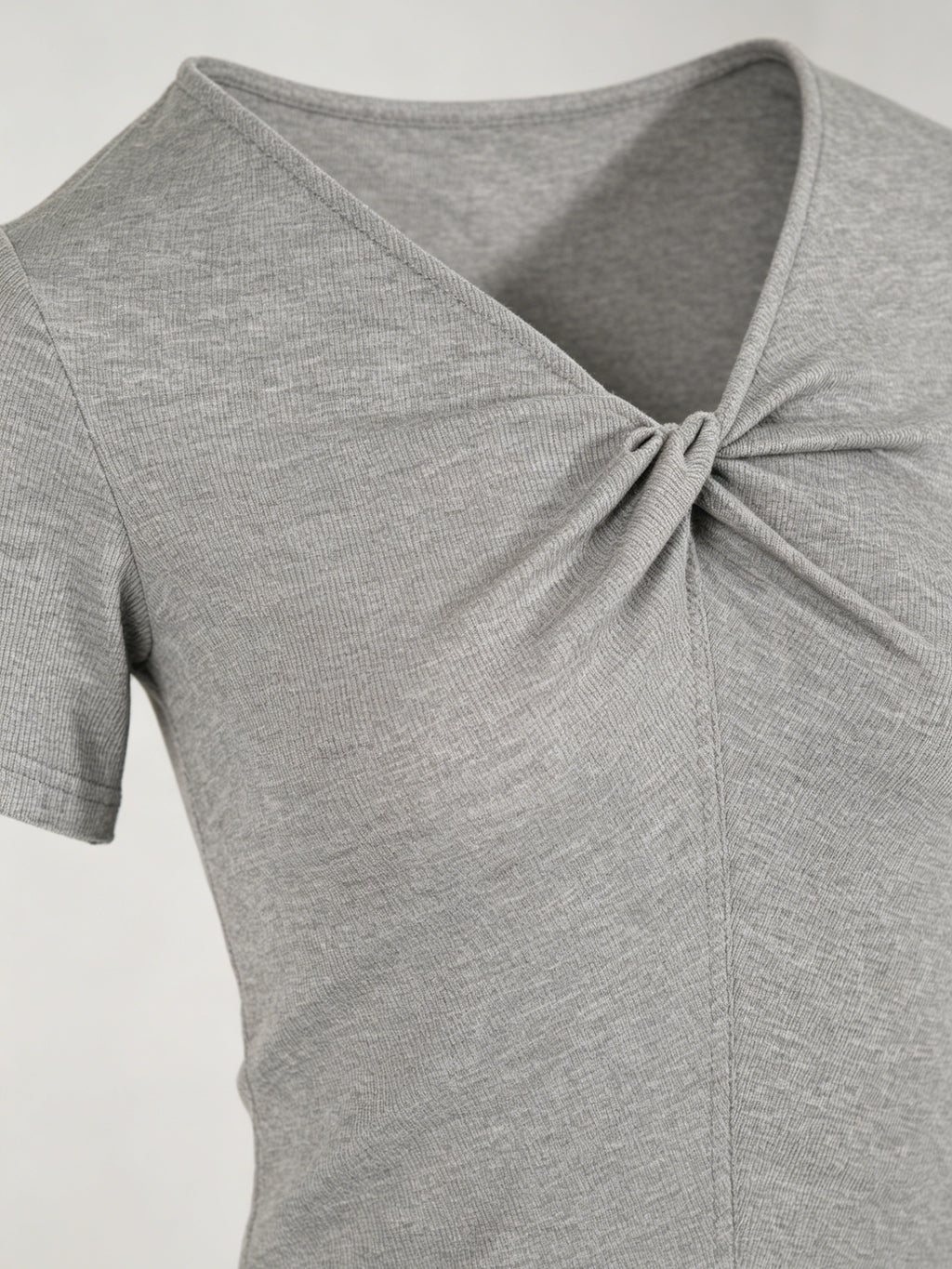 Damen T-Shirt mit Twist V-Ausschnitt, Stretch Slim Fit Sommer Top