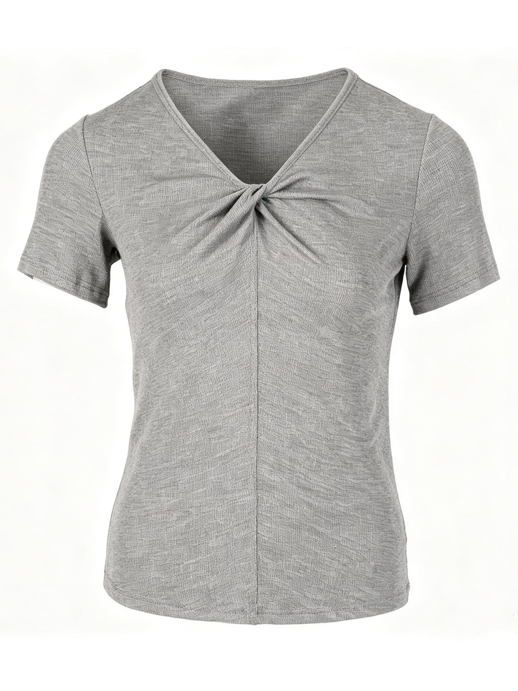 Damen T-Shirt mit Twist V-Ausschnitt, Stretch Slim Fit Sommer Top