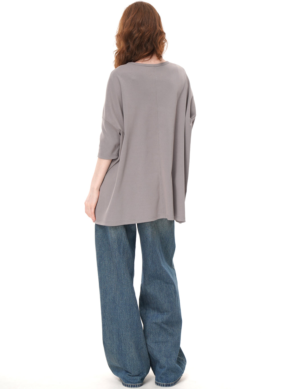 2 Colors Oversized Half Sleeve Longline Crew Neck Tunic Top