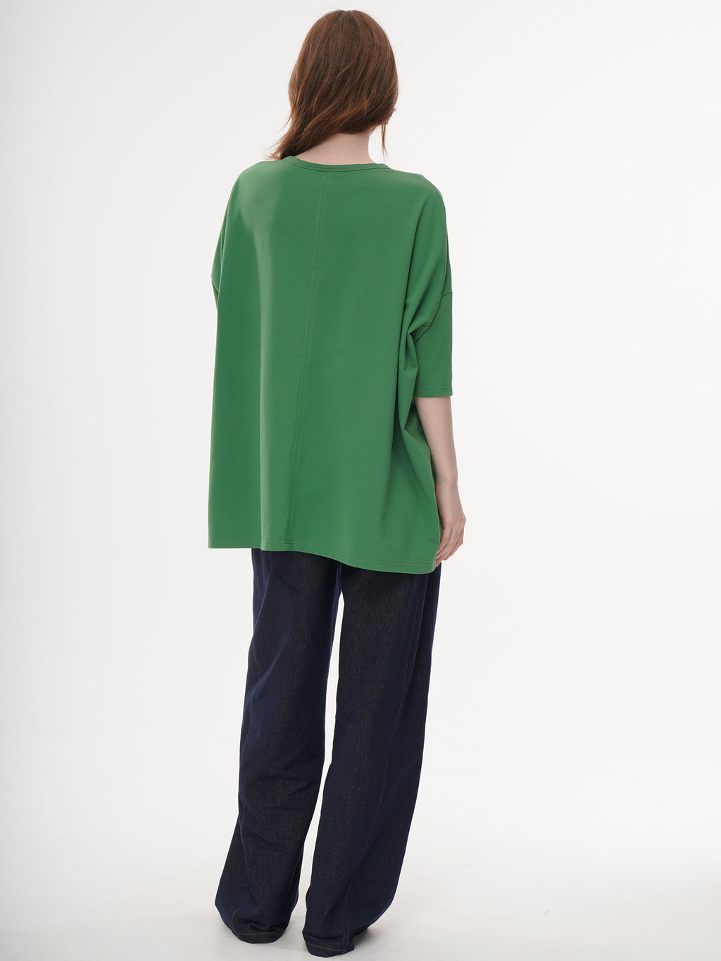 2 Colors Oversized Half Sleeve Longline Crew Neck Tunic Top