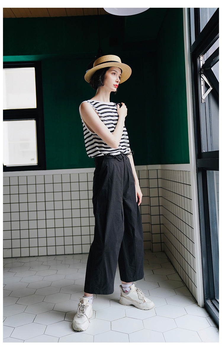 Trendy Versatile Sleeveless Striped Knitted Vest for Women Loose Casual Outerwear Women's Top