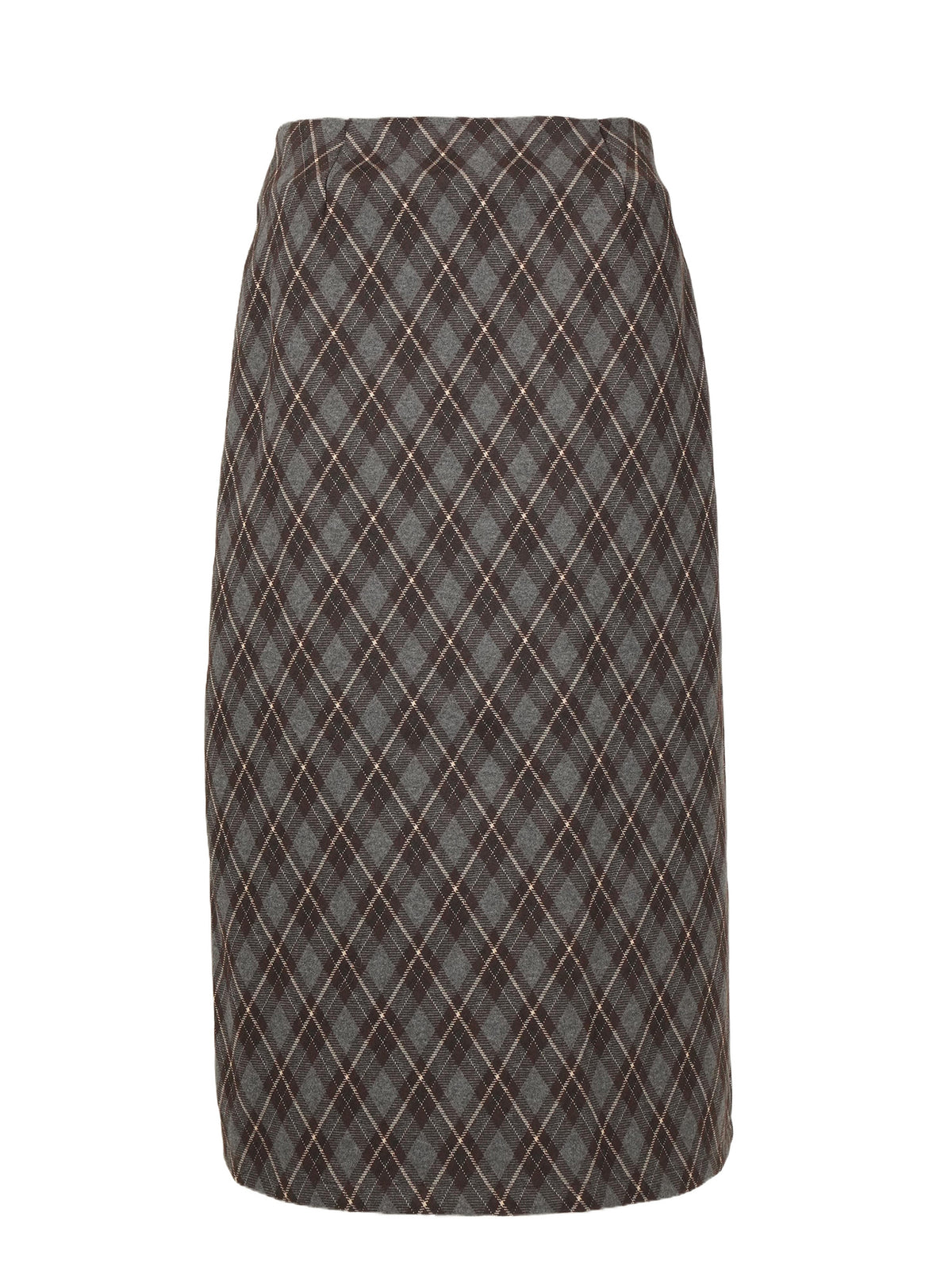 Damen Midi Rock mit Diamant-Schrägkaromuster, Elastischer Taillenbund, Gerader Schnitt, Lässiger Alltagsrock