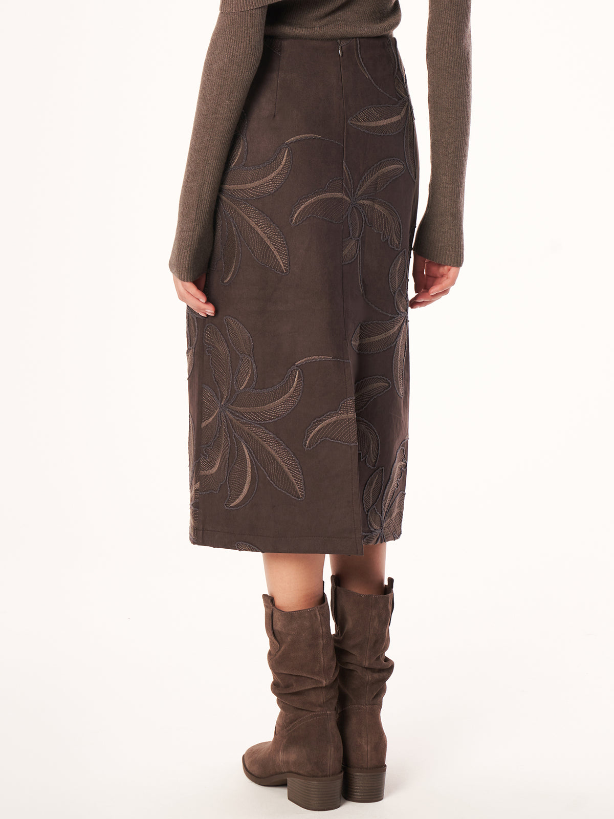 Damen High-Waist Midirock mit floralem Muster, gerader Schnitt, Eleganter Bleistiftrock