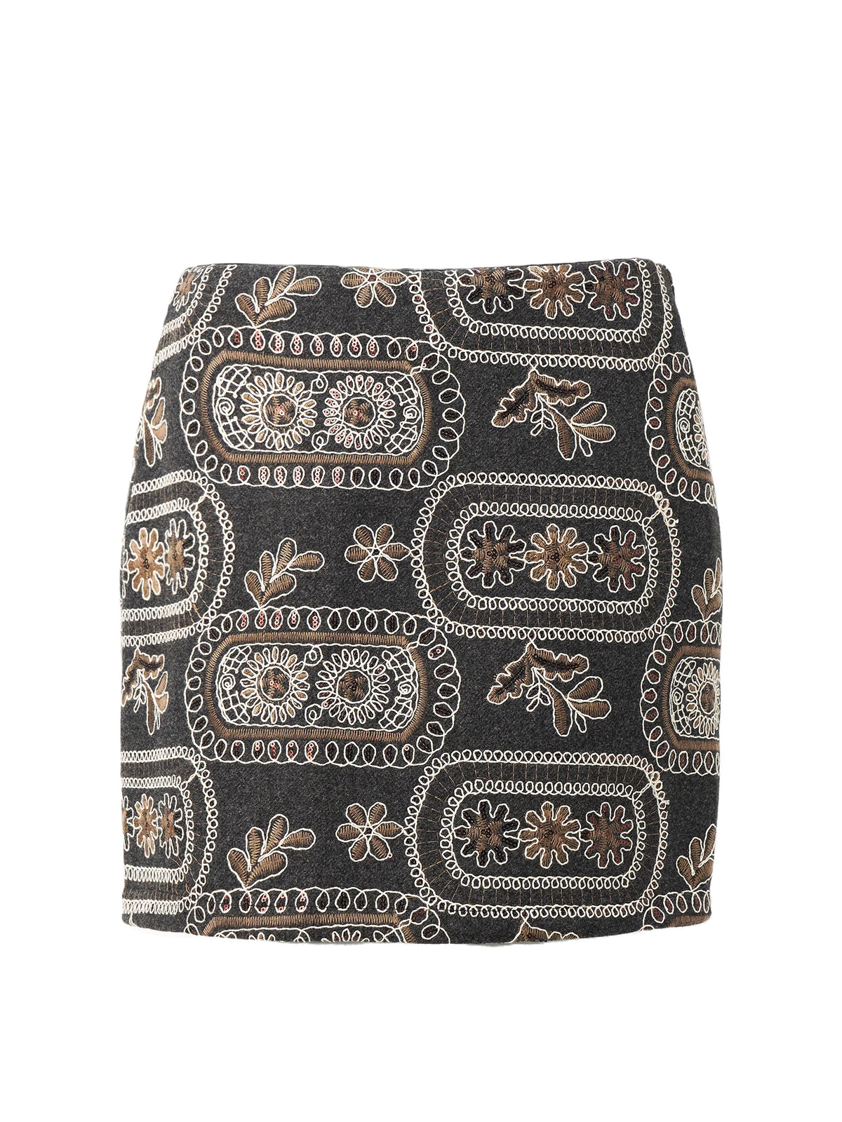 Hochtaillierter Jacquard A-Linien Minirock Damen