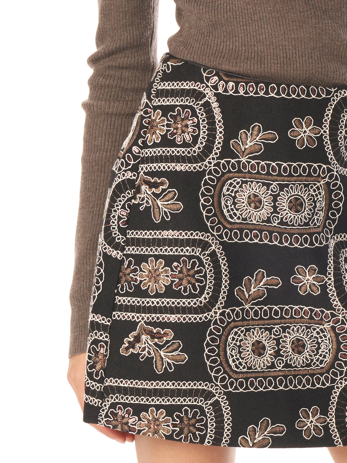 Hochtaillierter Jacquard A-Linien Minirock Damen