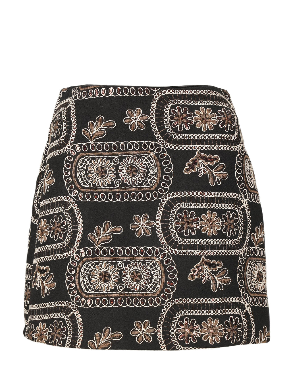 Hochtaillierter Jacquard A-Linien Minirock Damen