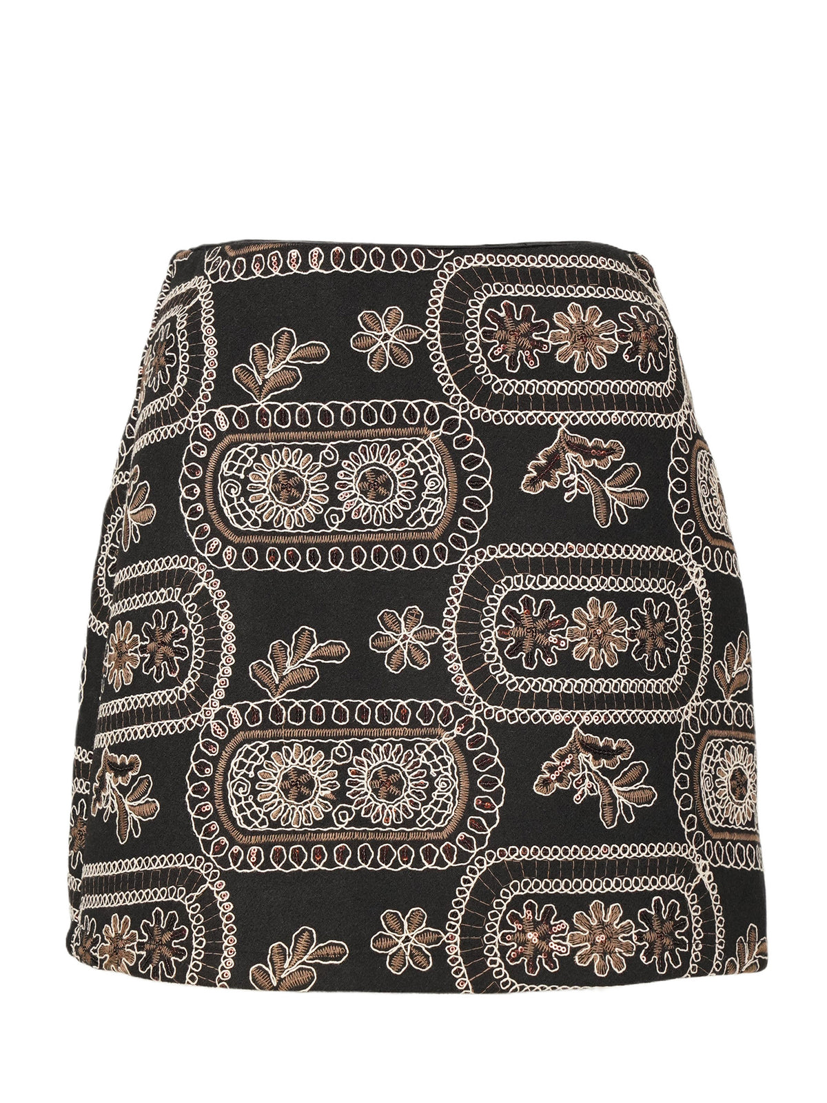 Hochtaillierter Jacquard A-Linien Minirock Damen