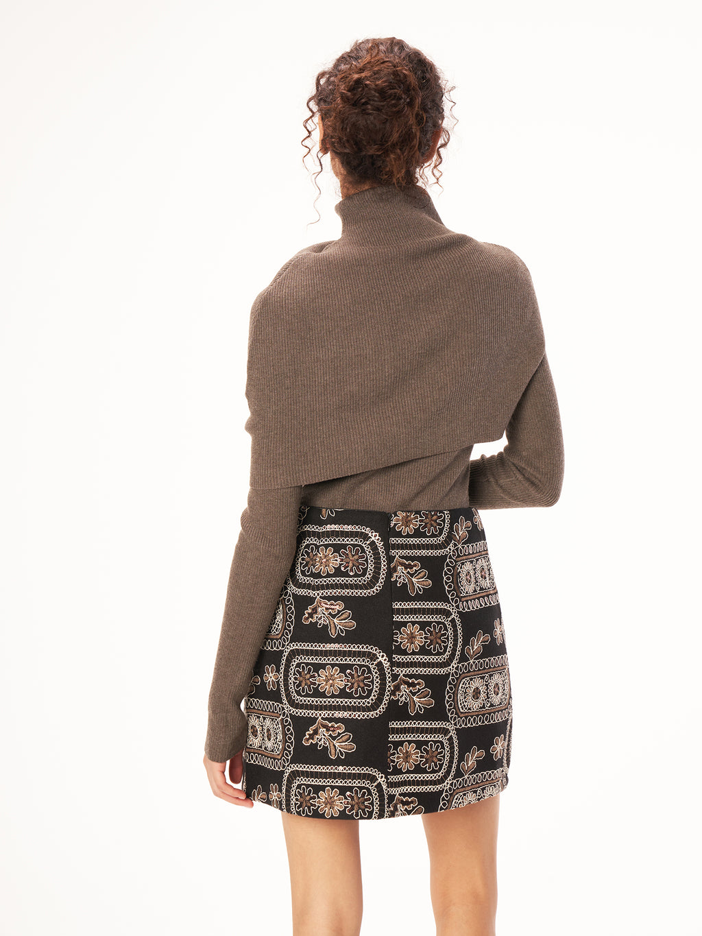 Hochtaillierter Jacquard A-Linien Minirock Damen