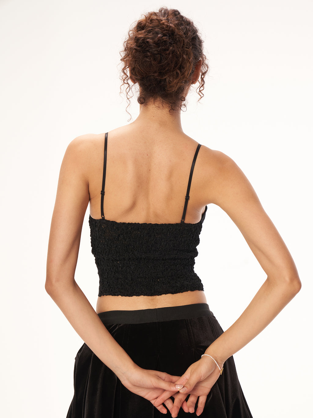 Lace Trimmed Corset Style Camisole - Black