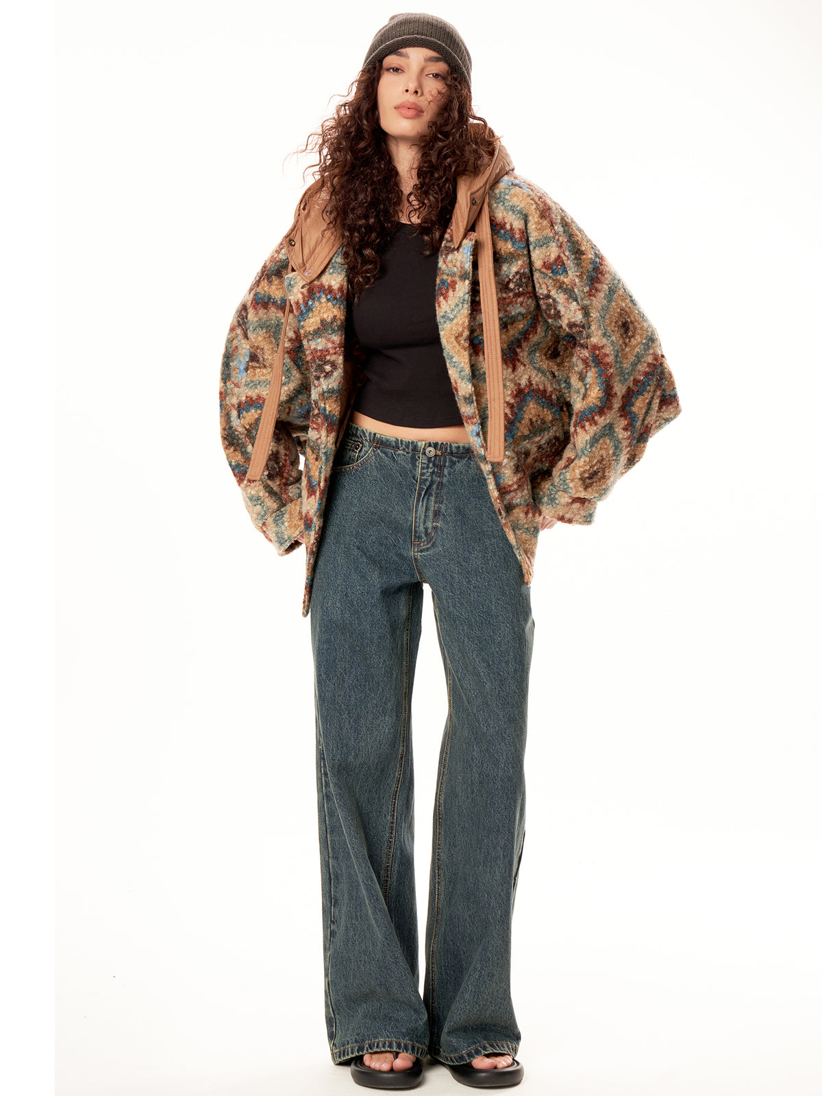 Lässiger Oversize-Mantel mit Reverskragen für Herbst & Winter, erhältlich in Karo-, Blumen- und Unifarben, Einheitsgröße