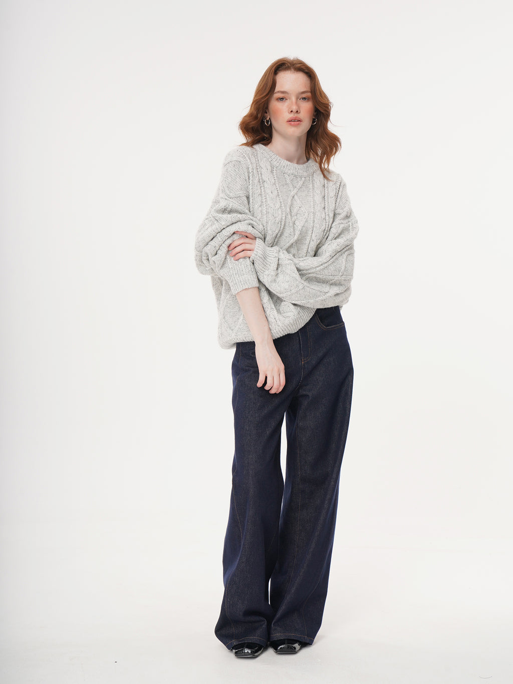 Retro Crewneck Knit Sweater - Apricot