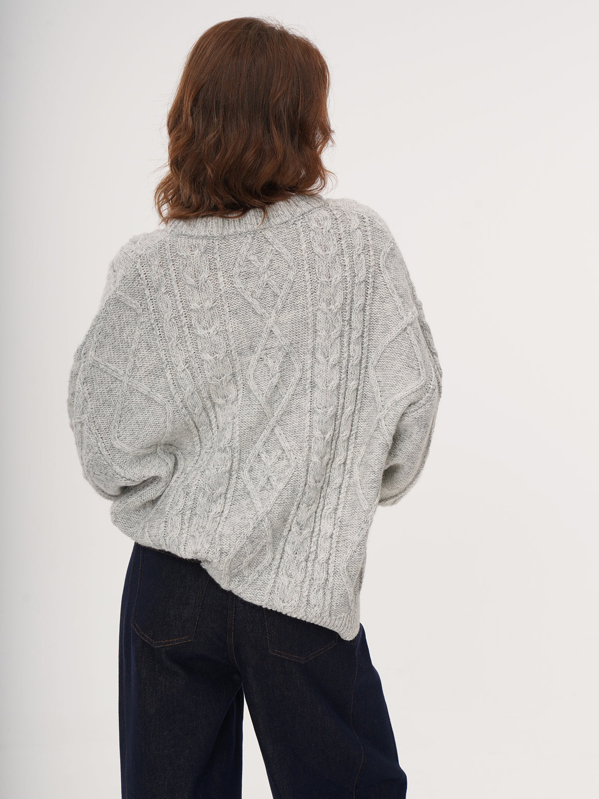 Retro Crewneck Knit Sweater - Apricot
