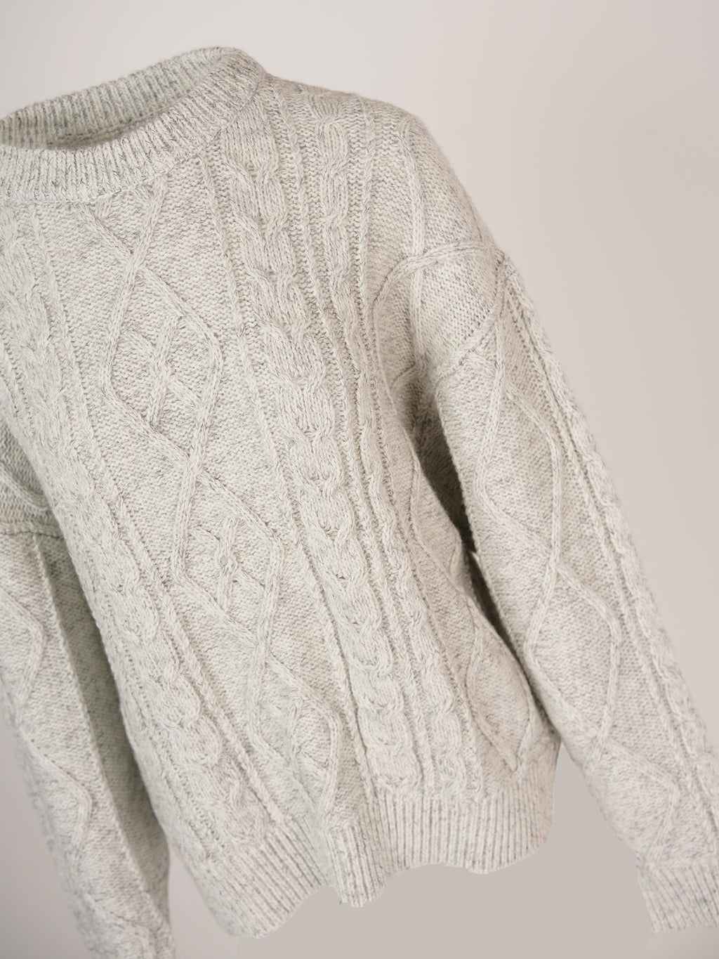 Retro Crewneck Knit Sweater - Apricot