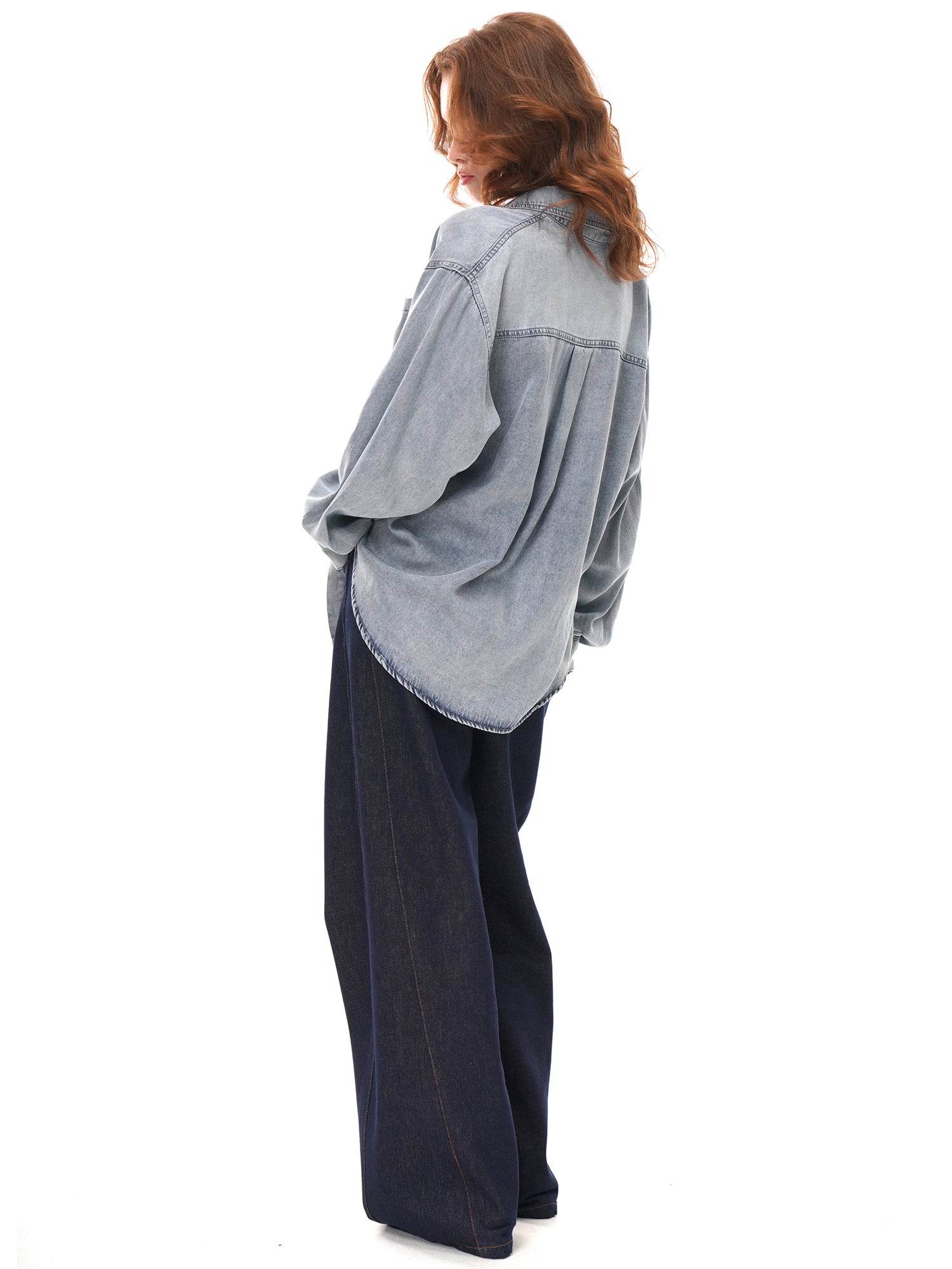 3 Colors Oversized Grey Button Down Shirt Jacket, Loose Long Sleeve Collared Shacket