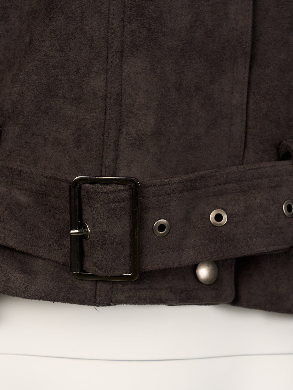 Vintage Cropped Suede Jacket with Belt