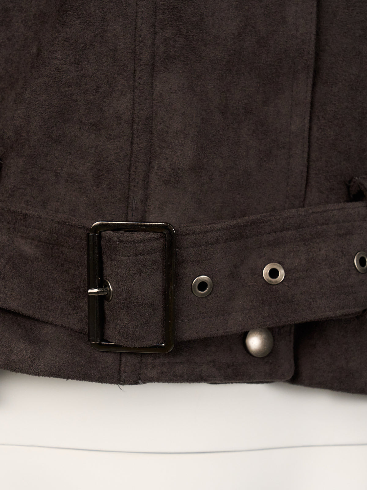 Vintage Cropped Suede Jacket with Belt