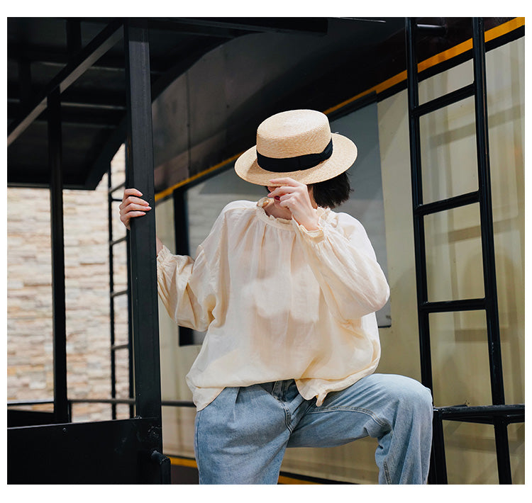 wear linen casual and fashionable long sleeved loose shirts in both front and back