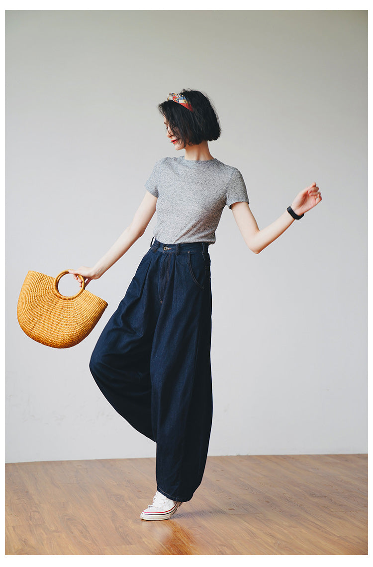 Vintage Wide-Leg Lantern Jeans for Women Wide-Leg Jeans for Women, Trendy New Women's Jeans