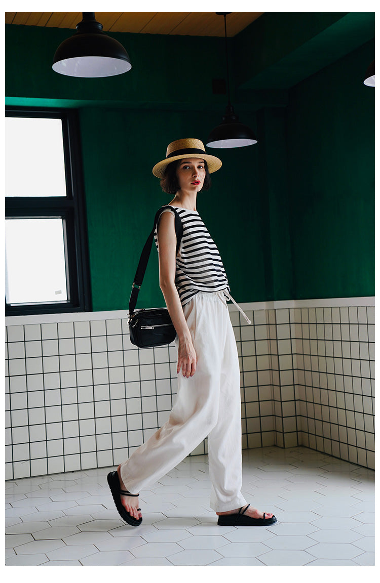 Trendy Versatile Sleeveless Striped Knitted Vest for Women Loose Casual Outerwear Women's Top