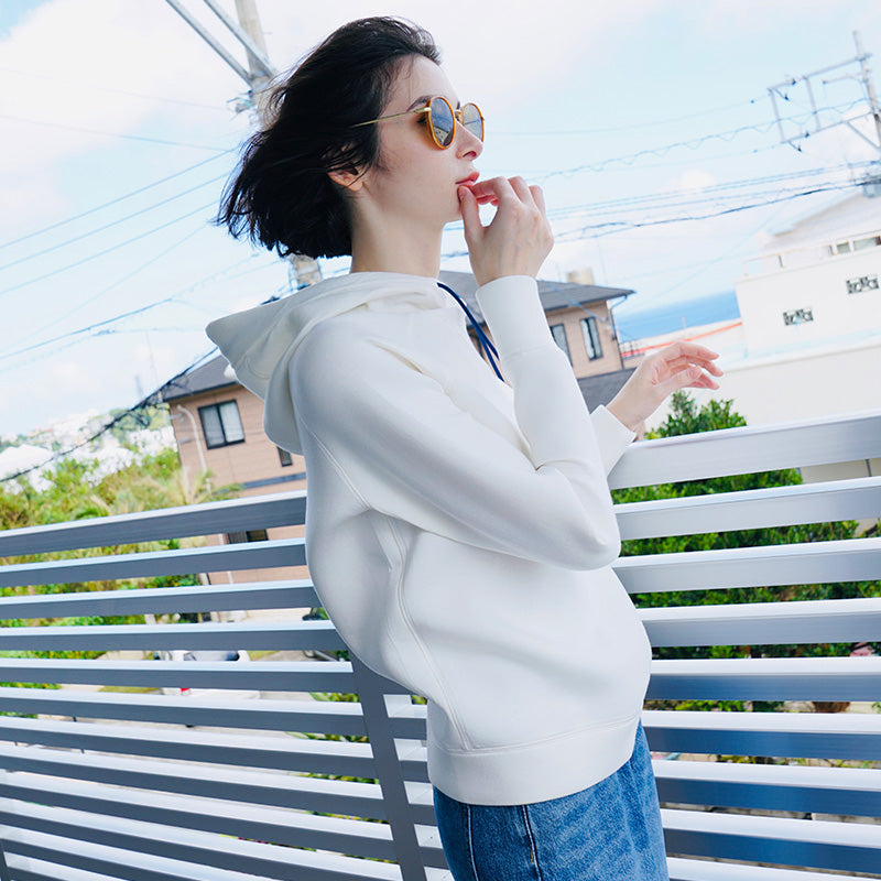 Color-Block Drawstring Thickened Sweatshirt Women's Autumn and Winter Short Hooded Sweatshirt Women's fashion Space Cotton Sweatshirt Women