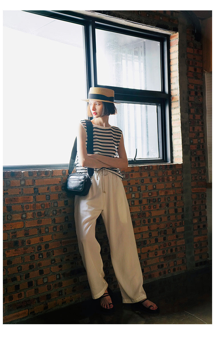 Trendy Versatile Sleeveless Striped Knitted Vest for Women Loose Casual Outerwear Women's Top