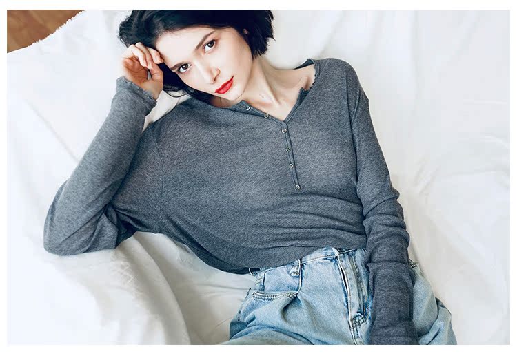 Temperament Knitted Women's Long Sleeve Summer Top Thin Black Grey Women's Loose Casual Sunscreen T-shirt