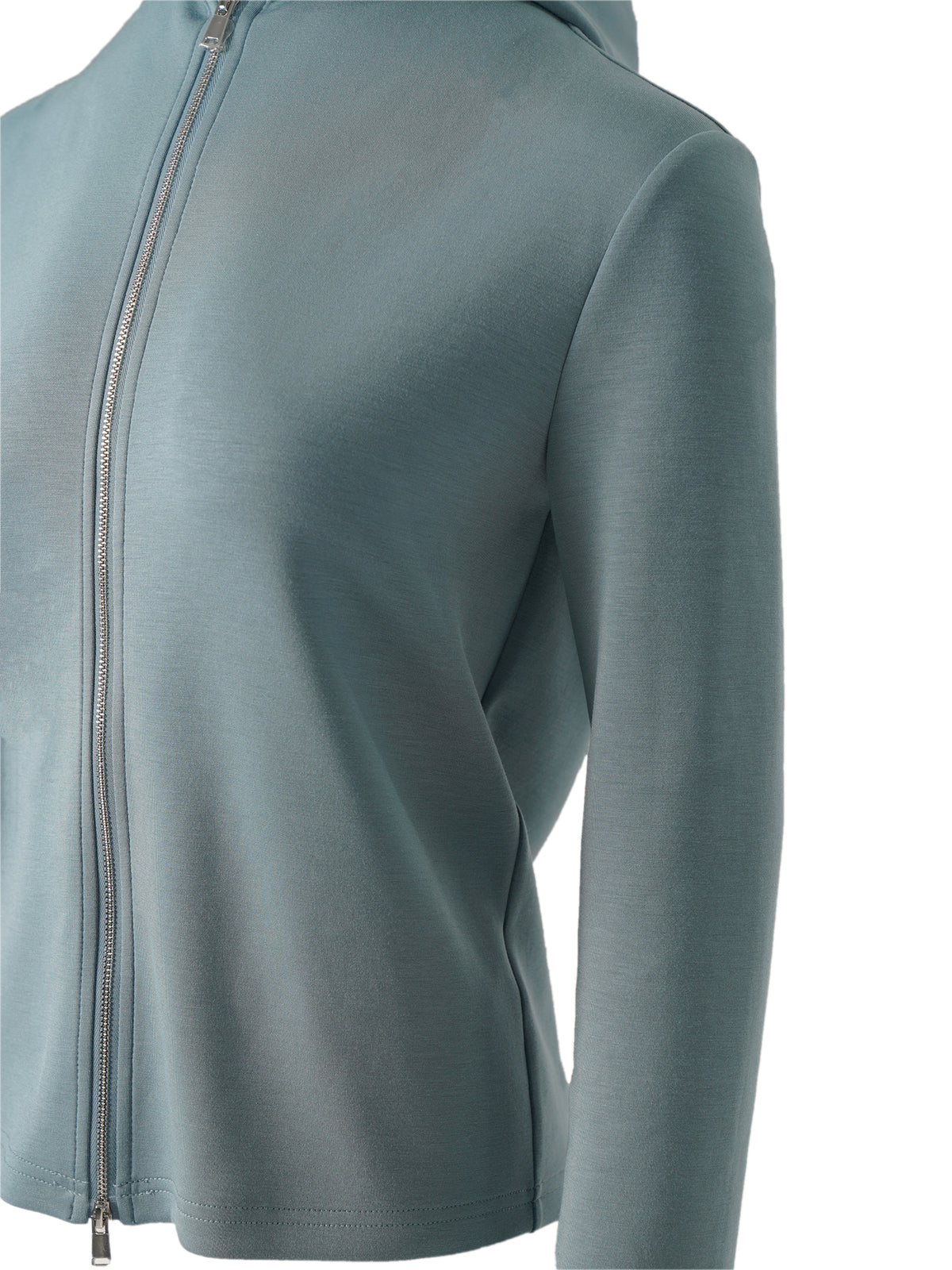 Modal Air Layer Hooded Sporty Jacket - Light Blue