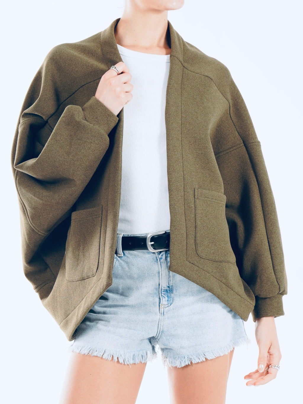 Modern Asymmetric Batwing Cardigan - Dark Green