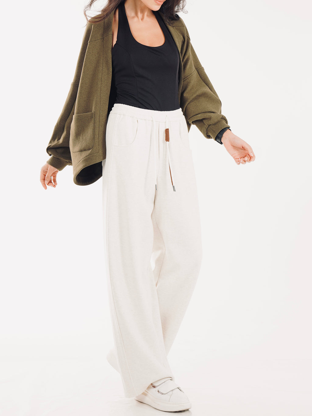 Modern Asymmetric Batwing Cardigan - Dark Green