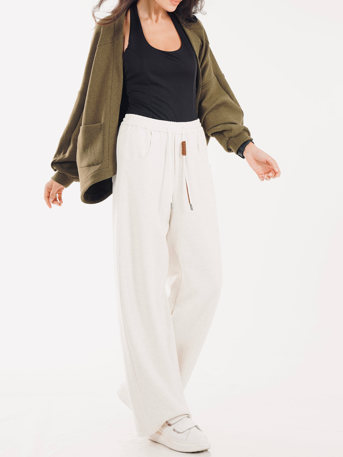 Modern Asymmetric Batwing Cardigan - Dark Green