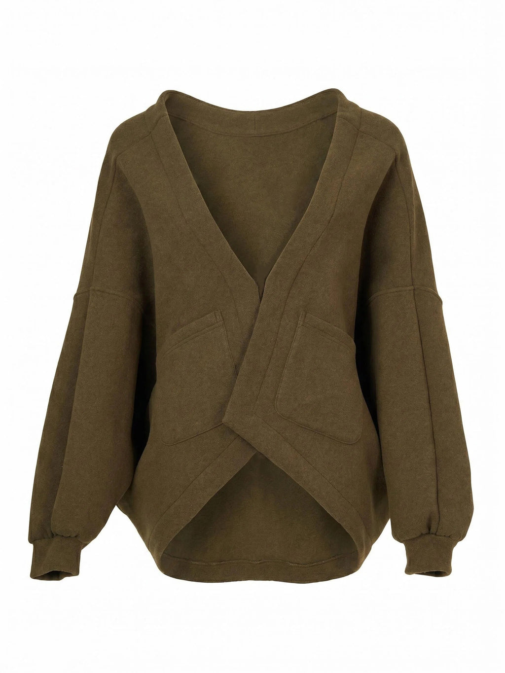Modern Asymmetric Batwing Cardigan - Dark Green