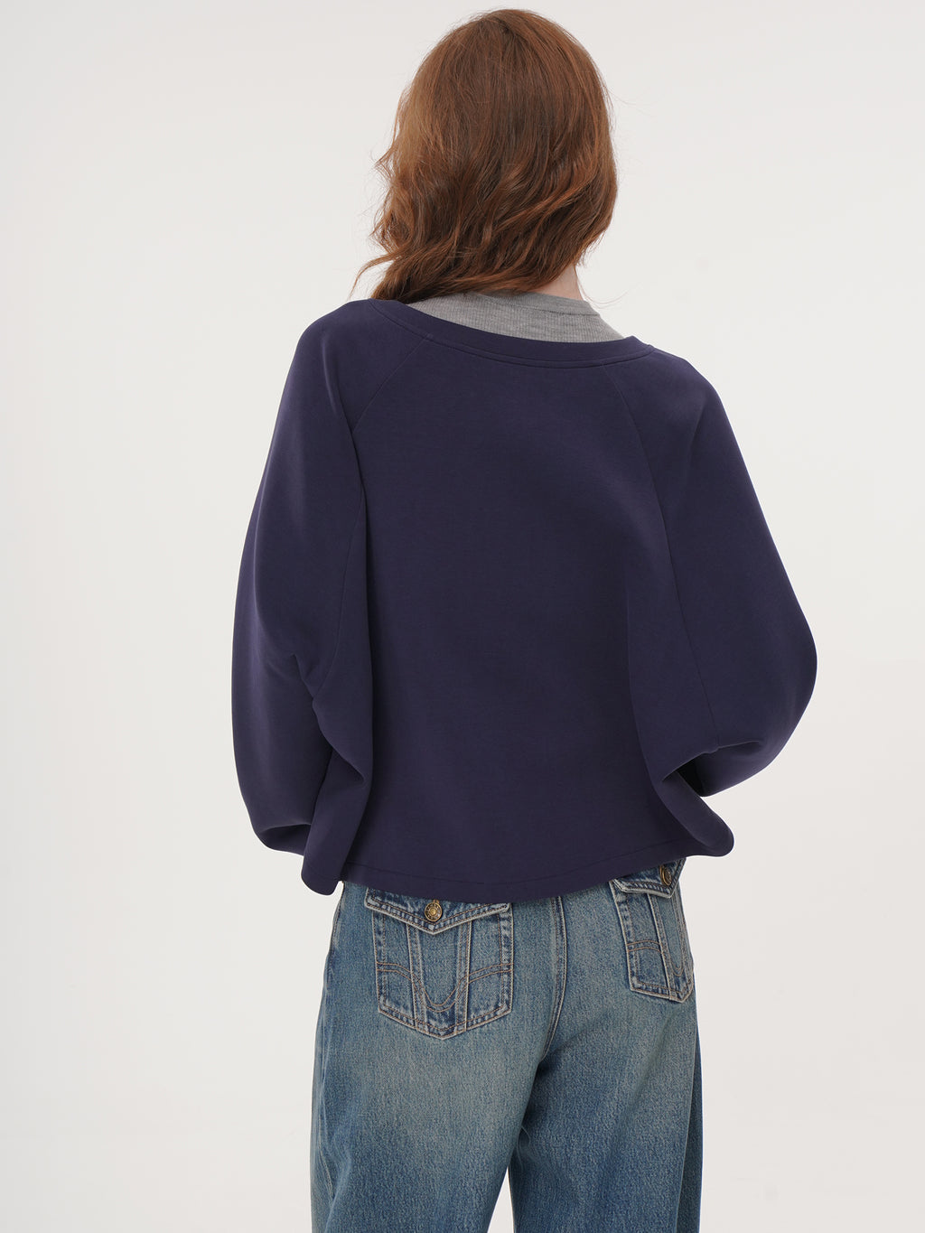 Stylish Asymmetric Cocoon Silhouette Cardigan - Dark Blue