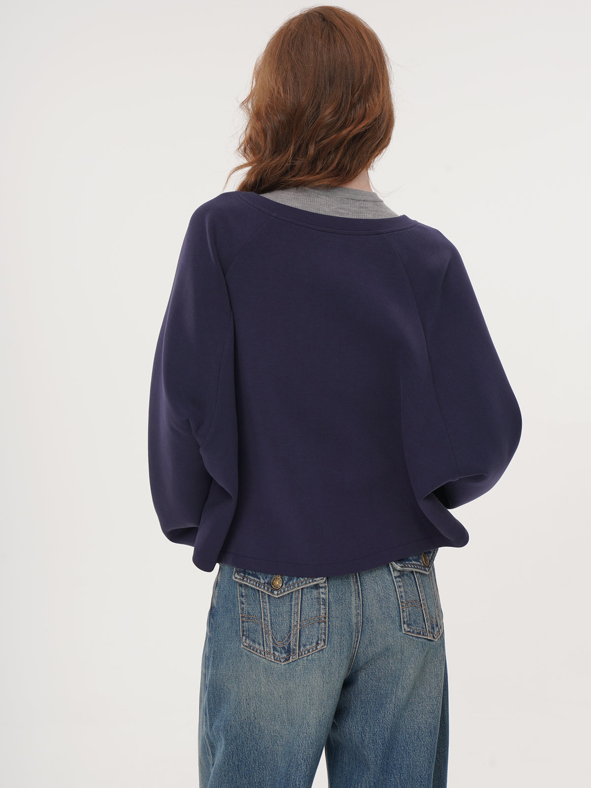 Stylish Asymmetric Cocoon Silhouette Cardigan - Dark Blue