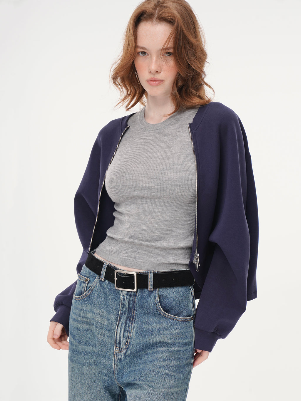 Stylish Asymmetric Cocoon Silhouette Cardigan - Dark Blue