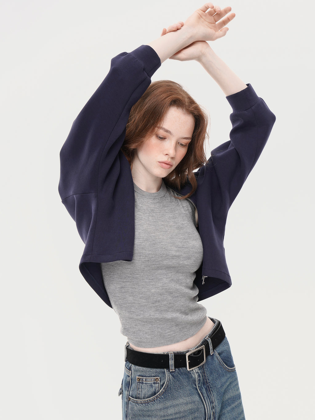 Stylish Asymmetric Cocoon Silhouette Cardigan - Dark Blue