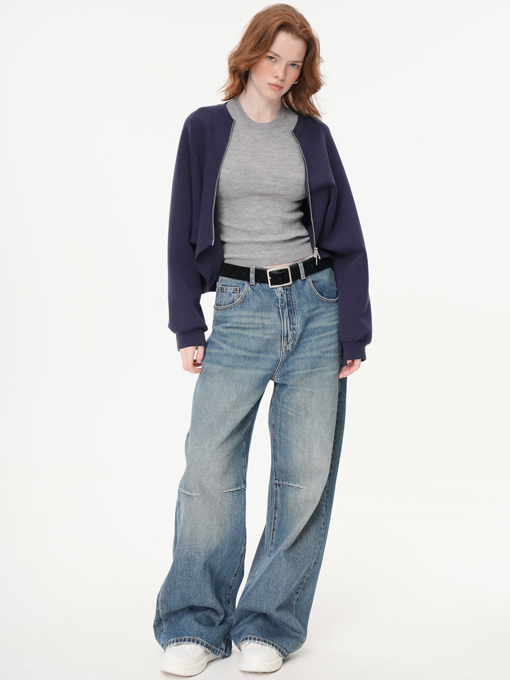 Stylish Asymmetric Cocoon Silhouette Cardigan - Dark Blue