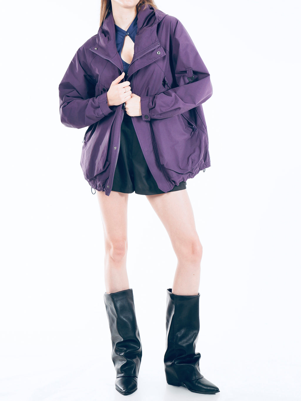 Unisex Hooded Casual Jacket - Purple