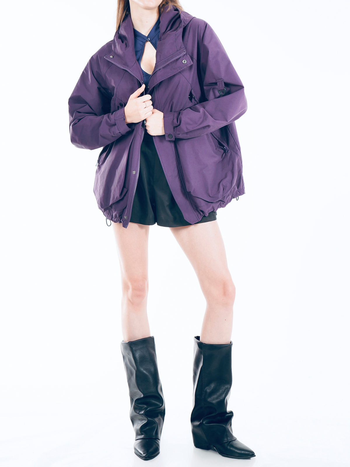 Unisex Hooded Casual Jacket - Purple
