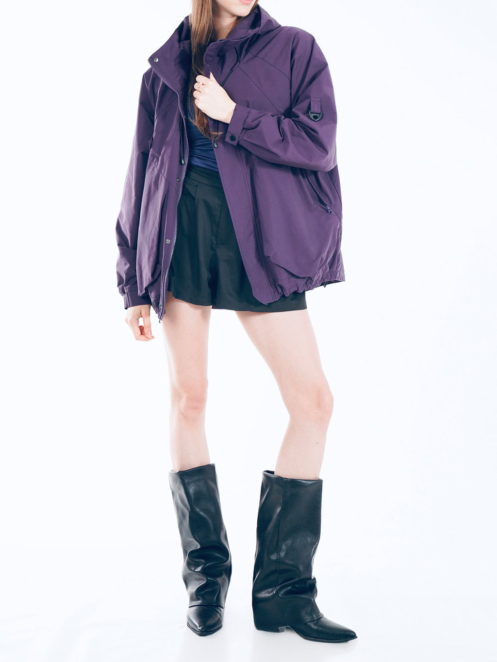 Unisex Hooded Casual Jacket - Purple